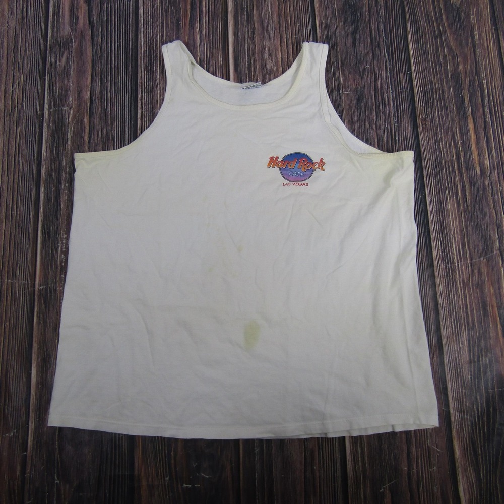 Vintage Hard Rock Cafe Shirt Mens XL White Las Vegas‎ Tank Top Graphic 90s